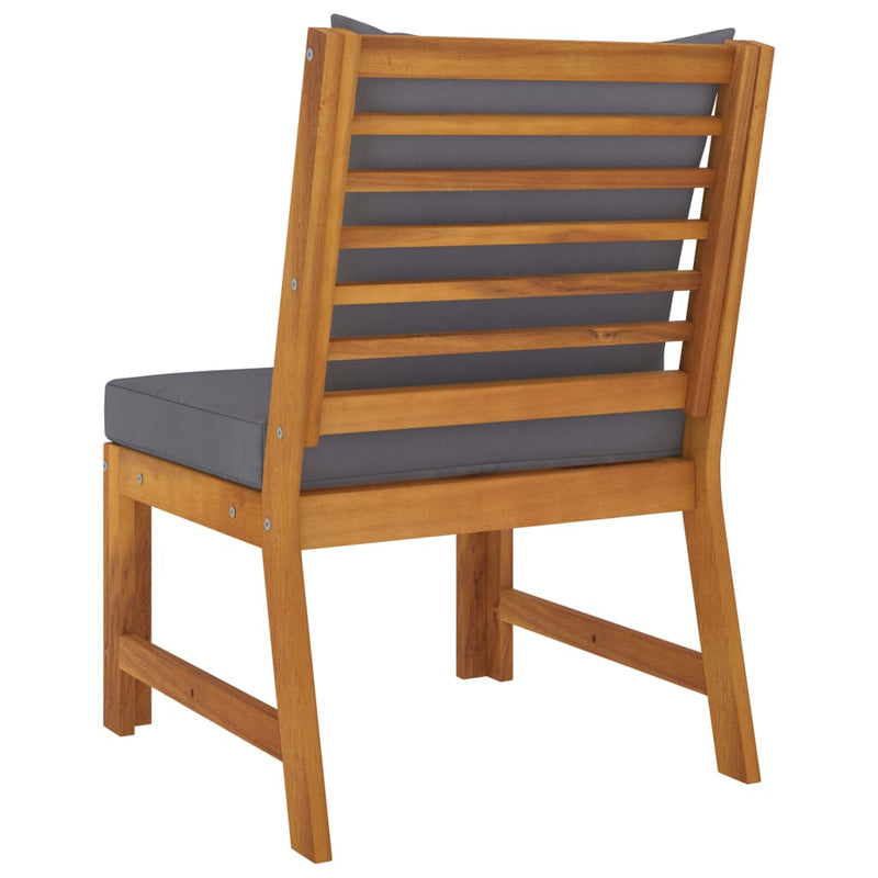 vidaXL Sectional Middle Sofa with Dark Grey Cushion Solid Acacia Wood