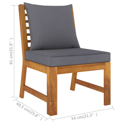 vidaXL Sectional Middle Sofa with Dark Grey Cushion Solid Acacia Wood