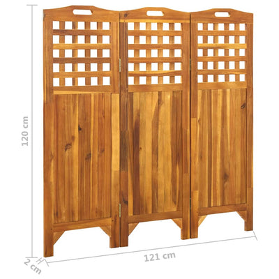 vidaXL 3-Panel Room Divider 121x2x170 cm Solid Acacia Wood