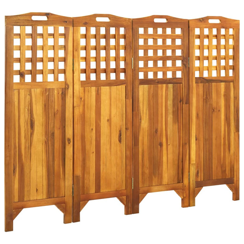 vidaXL 4-Panel Room Divider 161x2x170 cm Solid Acacia Wood