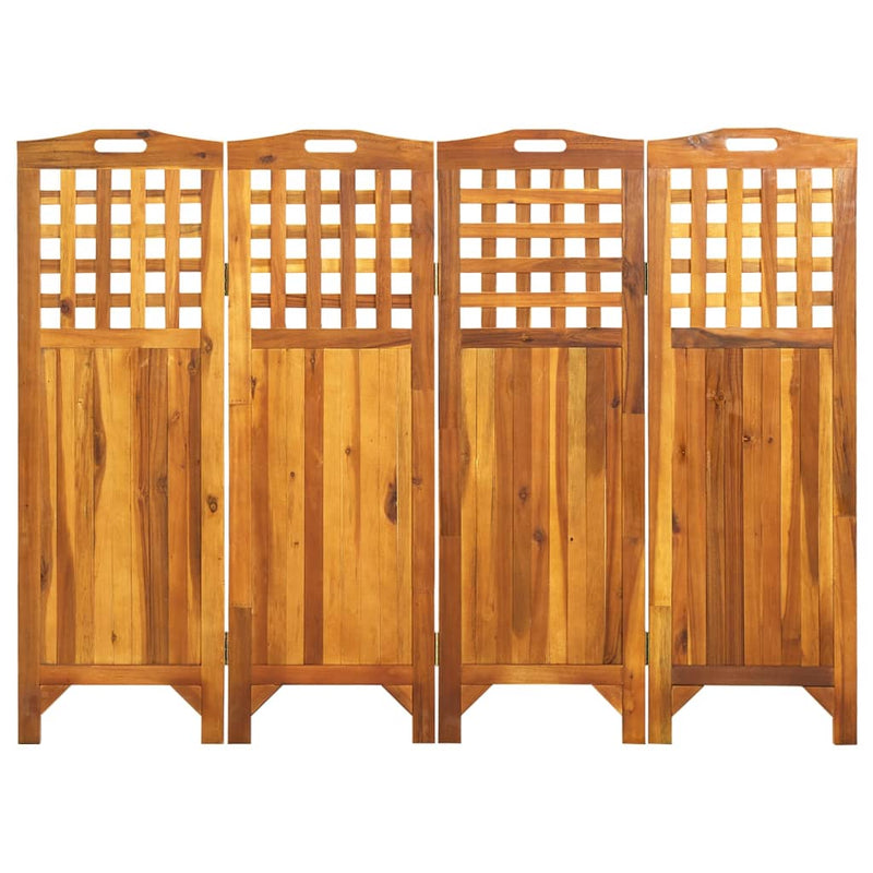 vidaXL 4-Panel Room Divider 161x2x170 cm Solid Acacia Wood