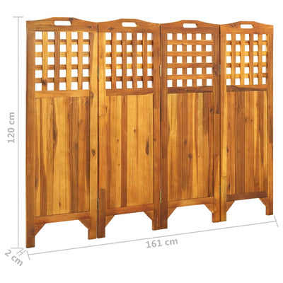 vidaXL 4-Panel Room Divider 161x2x170 cm Solid Acacia Wood
