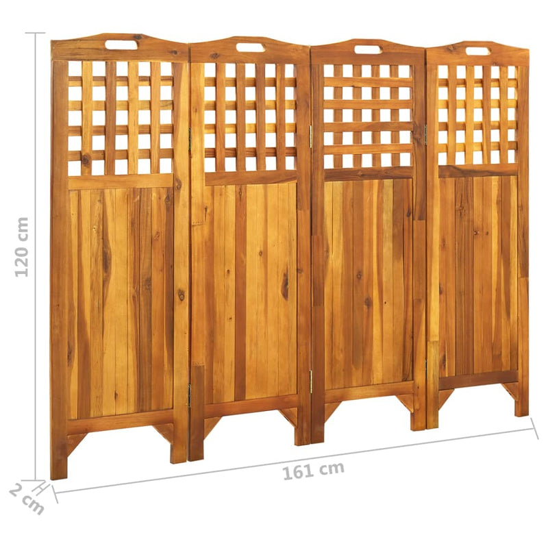 vidaXL 4-Panel Room Divider 161x2x170 cm Solid Acacia Wood