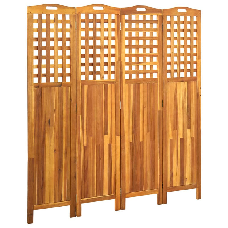 vidaXL 4-Panel Room Divider 161x2x170 cm Solid Acacia Wood