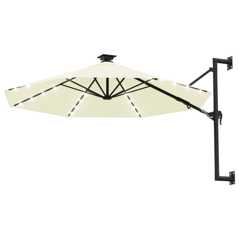 vidaXL Wall-mounted Garden Parasol with LEDs 300 cm Anthracite
