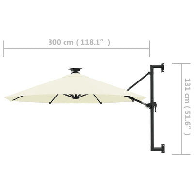 vidaXL Wall-mounted Garden Parasol with LEDs 300 cm Anthracite