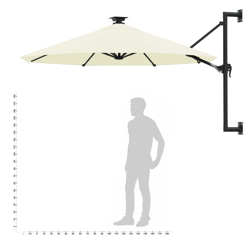 vidaXL Wall-mounted Garden Parasol with LEDs 300 cm Anthracite