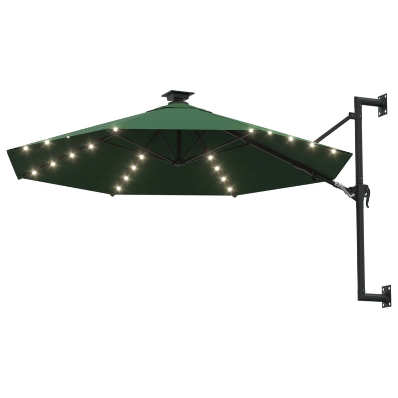vidaXL Wall-mounted Garden Parasol with LEDs 300 cm Anthracite