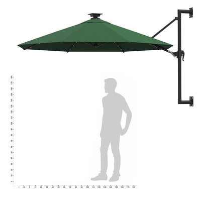 vidaXL Wall-mounted Garden Parasol with LEDs 300 cm Anthracite