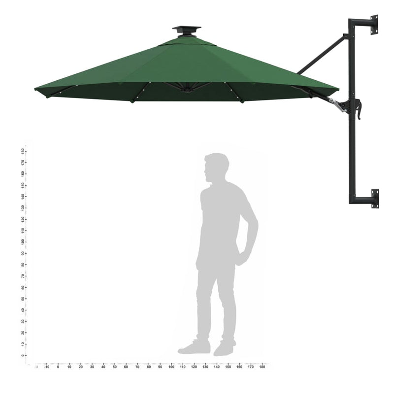 vidaXL Wall-mounted Garden Parasol with LEDs 300 cm Anthracite