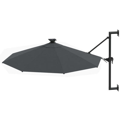 vidaXL Wall-mounted Garden Parasol with LEDs 300 cm Anthracite