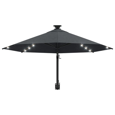 vidaXL Wall-mounted Garden Parasol with LEDs 300 cm Anthracite