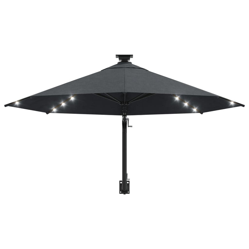 vidaXL Wall-mounted Garden Parasol with LEDs 300 cm Anthracite