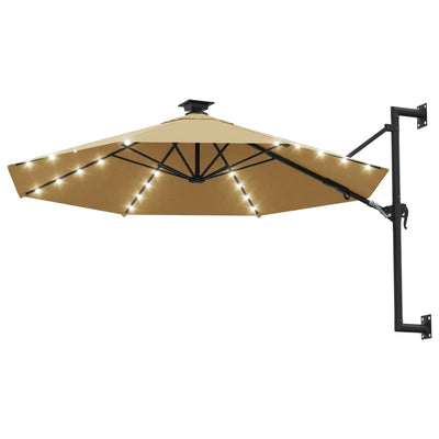 vidaXL Wall-mounted Garden Parasol with LEDs 300 cm Anthracite