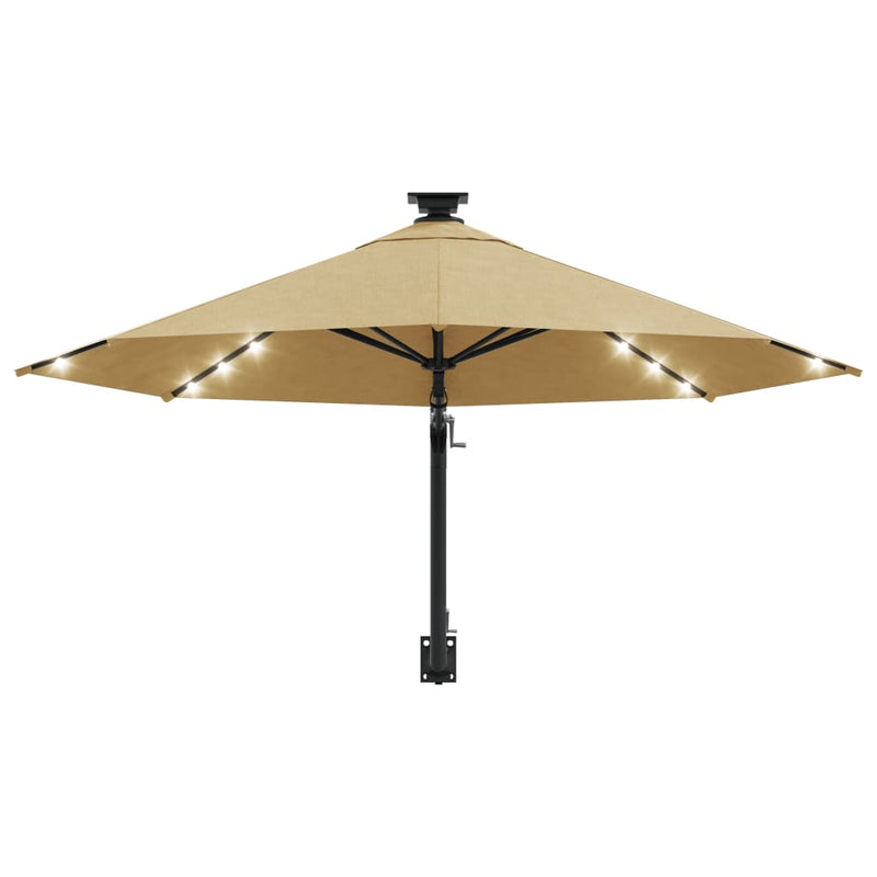 vidaXL Wall-mounted Garden Parasol with LEDs 300 cm Anthracite