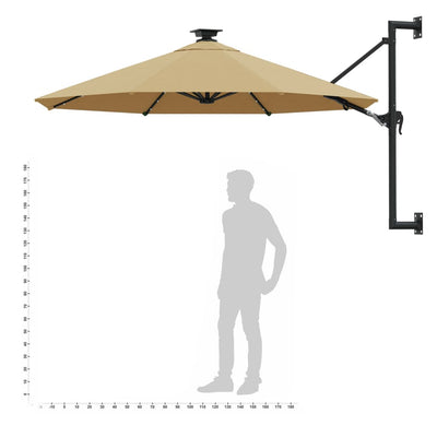 vidaXL Wall-mounted Garden Parasol with LEDs 300 cm Anthracite