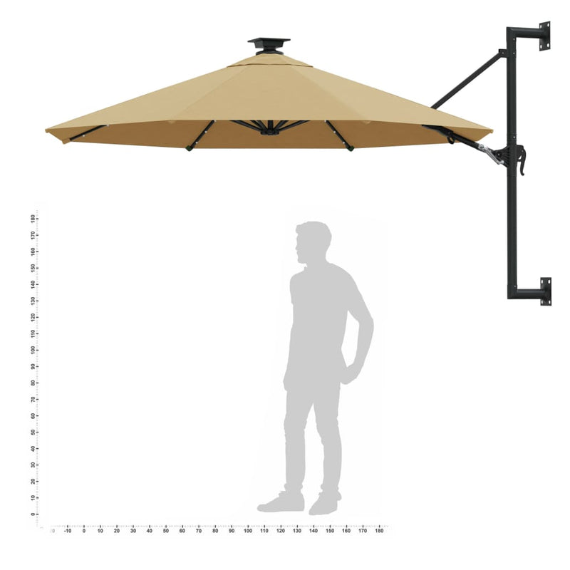 vidaXL Wall-mounted Garden Parasol with LEDs 300 cm Anthracite