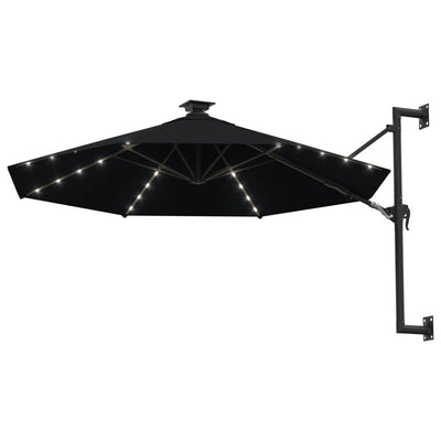 vidaXL Wall-mounted Garden Parasol with LEDs 300 cm Anthracite
