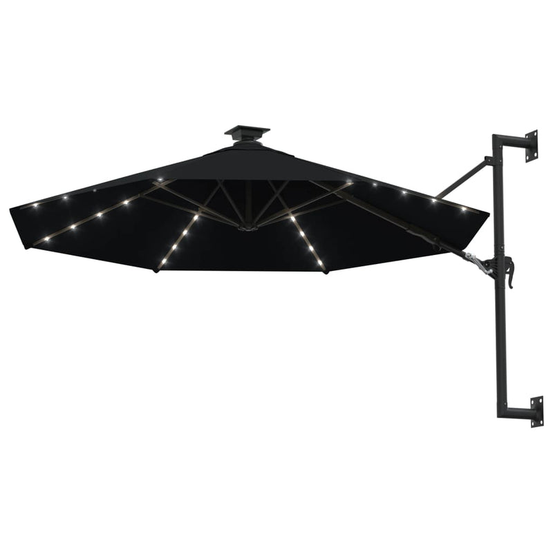 vidaXL Wall-mounted Garden Parasol with LEDs 300 cm Anthracite