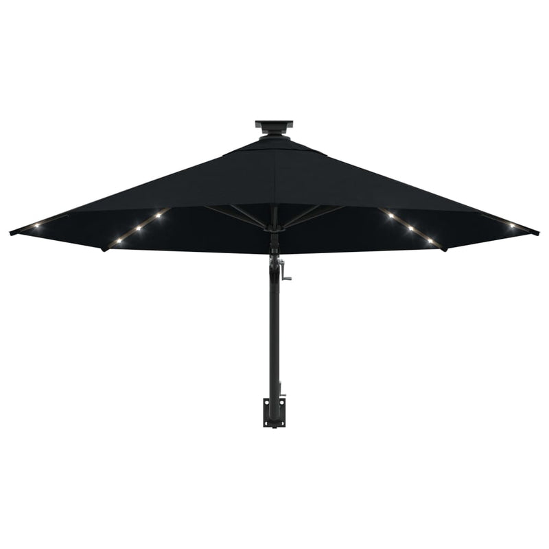 vidaXL Wall-mounted Garden Parasol with LEDs 300 cm Anthracite