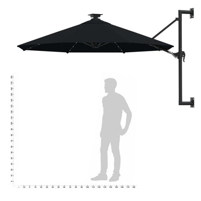 vidaXL Wall-mounted Garden Parasol with LEDs 300 cm Anthracite