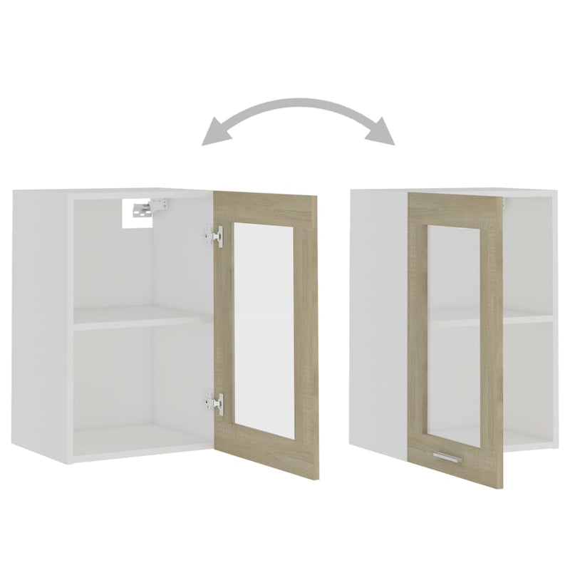 vidaXL Hanging Glass Cabinet Lyon Black 40x31x60 cm Engineered Wood