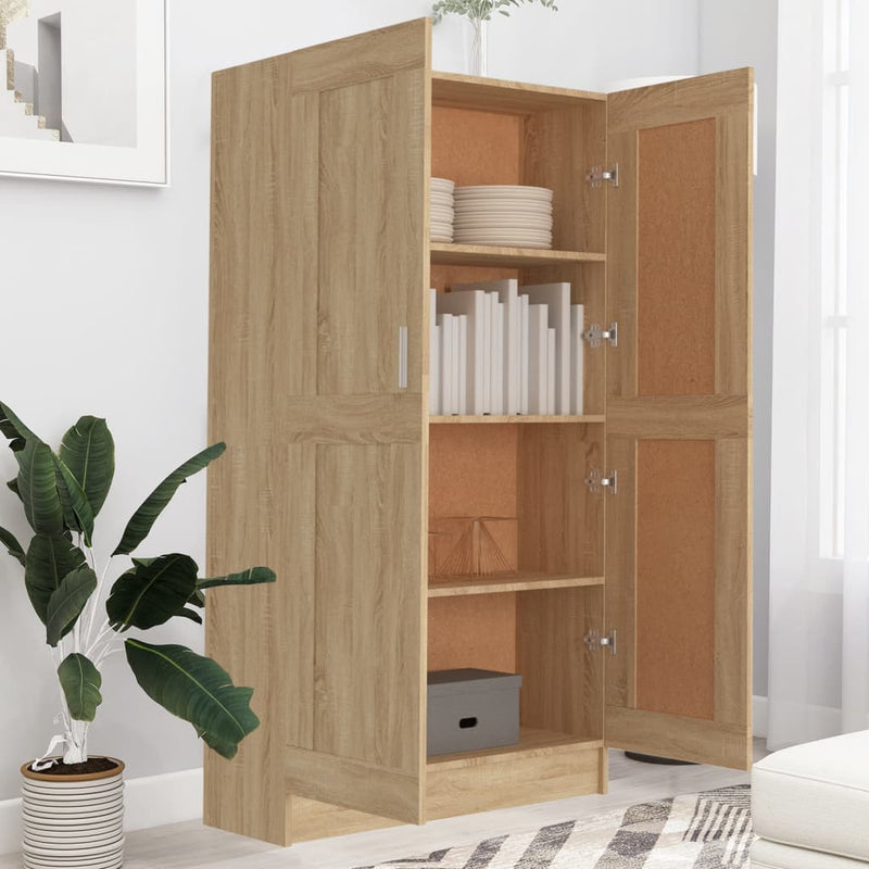 vidaXL Book Cabinet Black 82.5x30.5x150 cm Engineered Wood