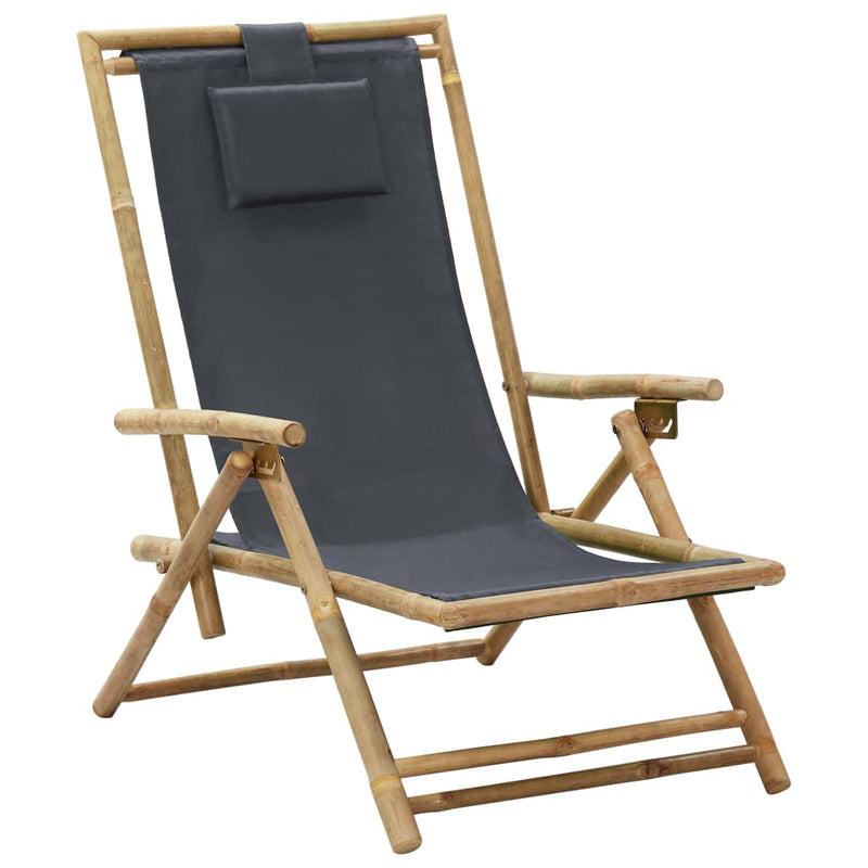 vidaXL Reclining Relaxing Chair Navy Blue Bamboo and Fabric
