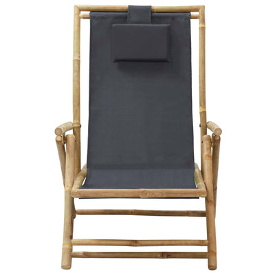 vidaXL Reclining Relaxing Chair Navy Blue Bamboo and Fabric