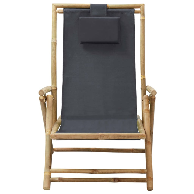 vidaXL Reclining Relaxing Chair Navy Blue Bamboo and Fabric