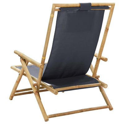 vidaXL Reclining Relaxing Chair Navy Blue Bamboo and Fabric