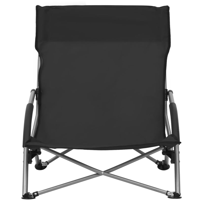 vidaXL Folding Beach Chairs 2 pcs Black Fabric