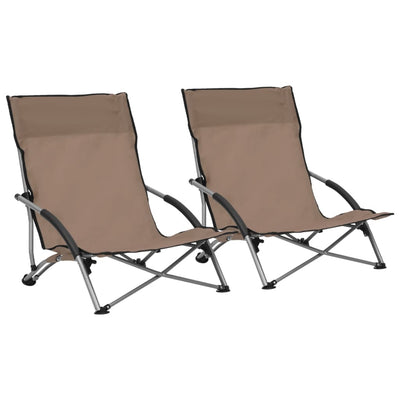 vidaXL Folding Beach Chairs 2 pcs Black Fabric
