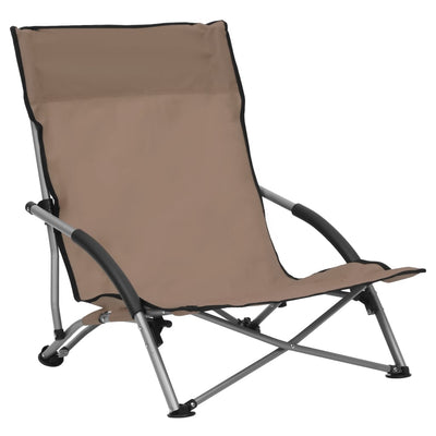 vidaXL Folding Beach Chairs 2 pcs Black Fabric
