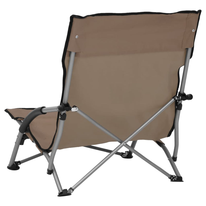 vidaXL Folding Beach Chairs 2 pcs Black Fabric