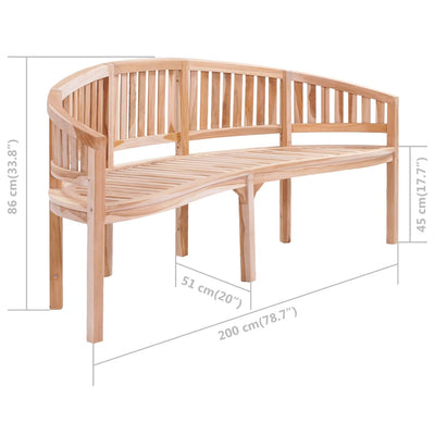 vidaXL Banana Bench 200 cm Solid Teak Wood