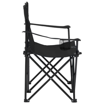 vidaXL 2-Seater Foldable Camping Chair Steel and Fabric Black