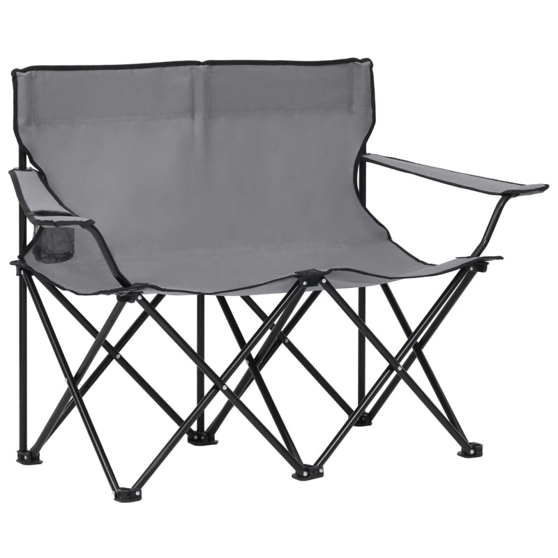 vidaXL 2-Seater Foldable Camping Chair Steel and Fabric Black