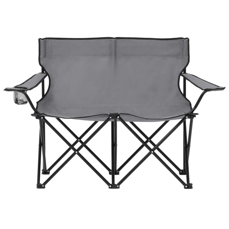vidaXL 2-Seater Foldable Camping Chair Steel and Fabric Black