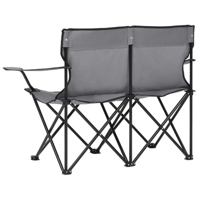 vidaXL 2-Seater Foldable Camping Chair Steel and Fabric Black