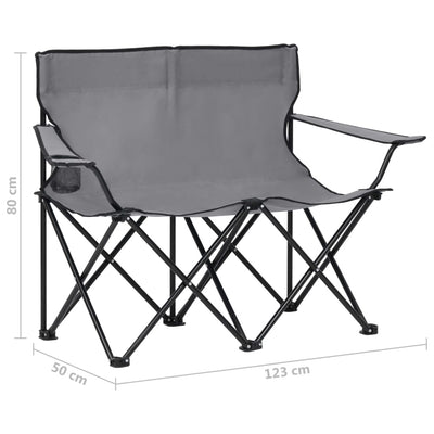 vidaXL 2-Seater Foldable Camping Chair Steel and Fabric Black