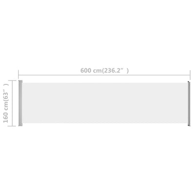 vidaXL Patio Retractable Side Awning 600x160 cm Black