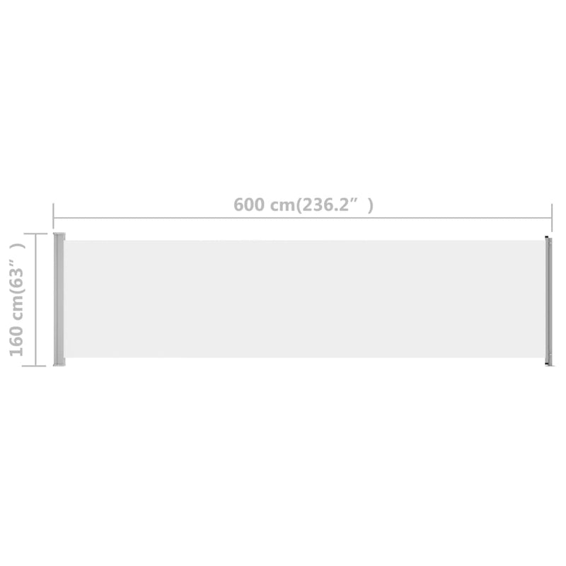 vidaXL Patio Retractable Side Awning 600x160 cm Black