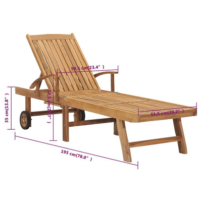 vidaXL Sun Lounger Solid Teak Wood