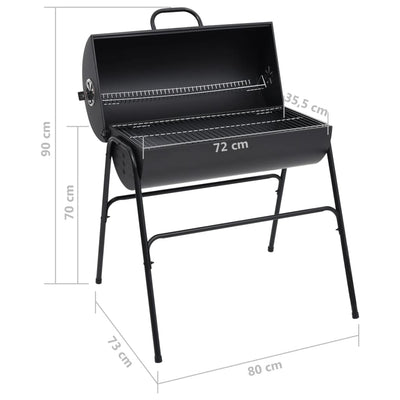 vidaXL Barrel Grill with 2 Cooking Grids Black 80x95x90 cm Steel