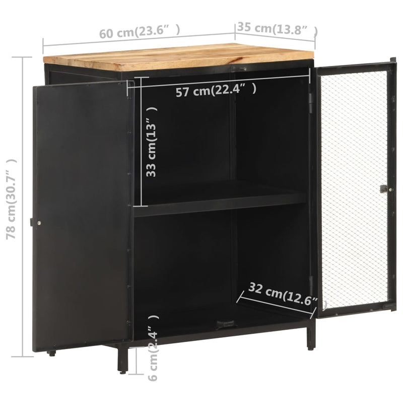 vidaXL Sideboard 60x35x78 cm Solid Rough Mango Wood