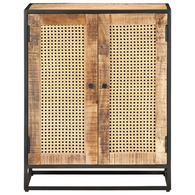 vidaXL Sideboard 60x35x75 cm Rough Mango Wood and Natural Cane