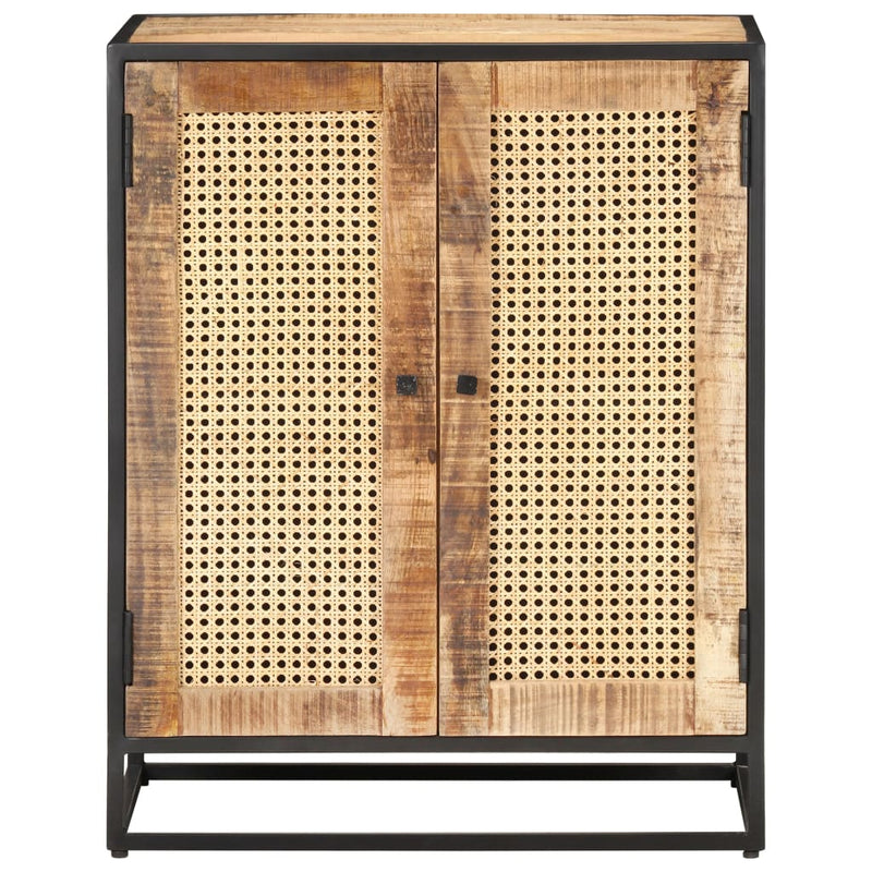 vidaXL Sideboard 60x35x75 cm Rough Mango Wood and Natural Cane