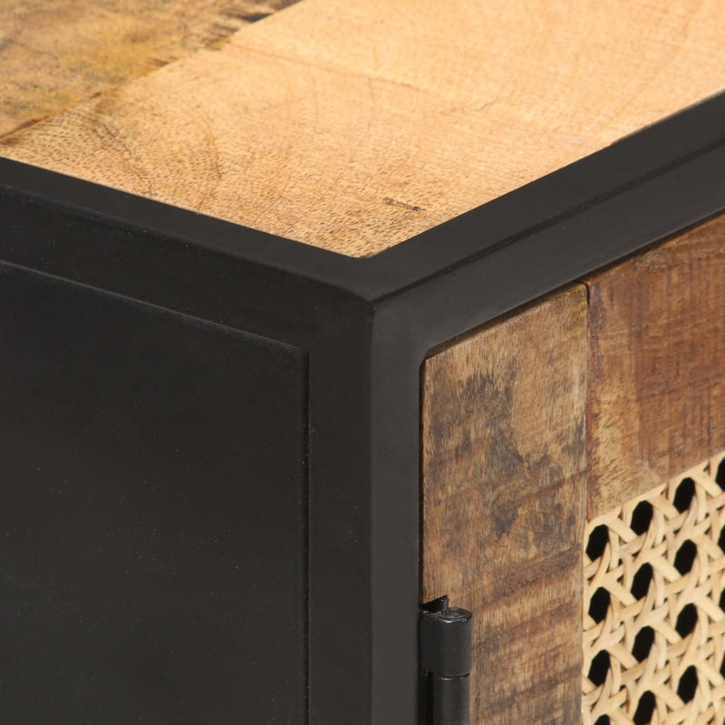 vidaXL Sideboard 60x35x75 cm Rough Mango Wood and Natural Cane