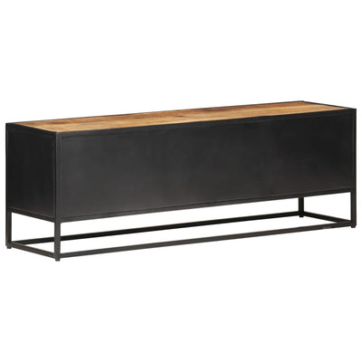 vidaXL TV Cabinet 90x30x40 cm Rough Mango Wood and Natural Cane